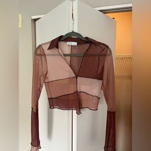 Brown Mesh Top